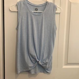 Blue and white stripped tank top with tie